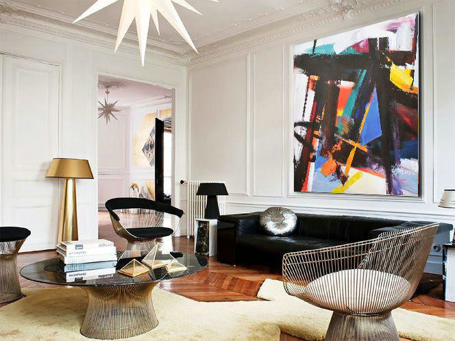 Large Abstract Painting On Canvas,Oversized Palette Knife Painting Contemporary Art On Canvas,Pretty Abstract Paintings,Black,Blue,Red,White,Yellow.etc